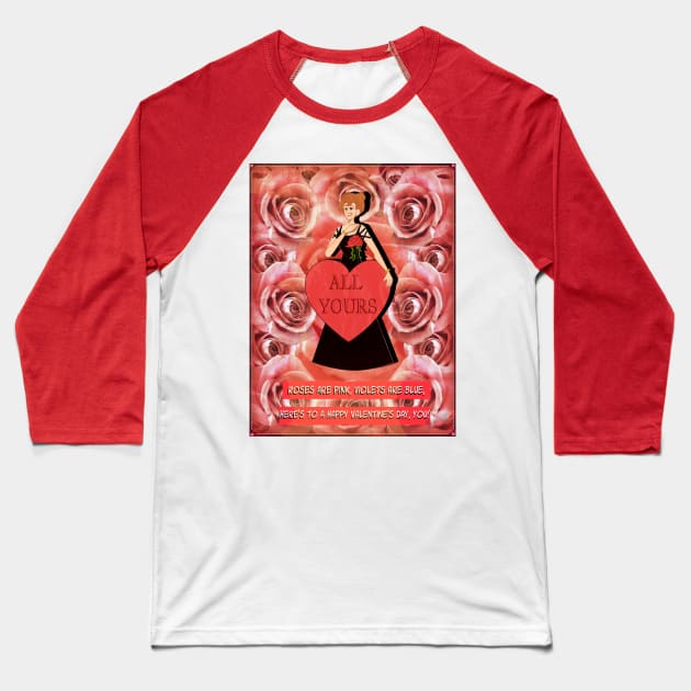 Roses Design (Woman and Text) Baseball T-Shirt by Fad-Artwork